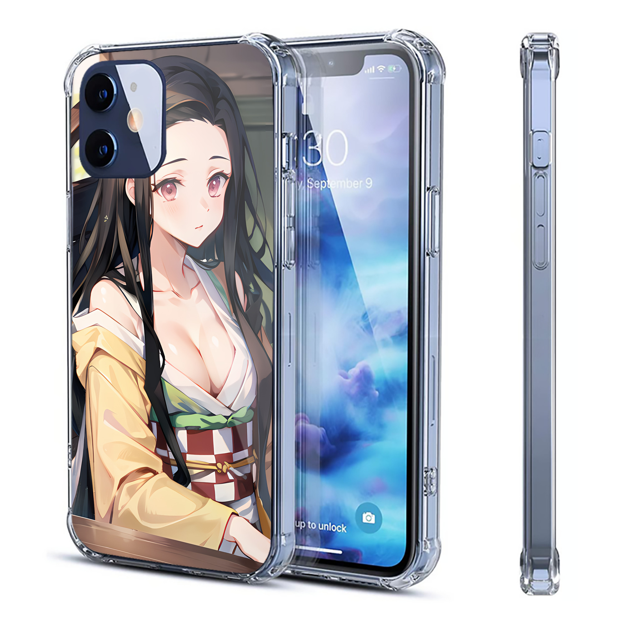 （画像用） 鬼滅の刃（きめつのやいば）竈門 禰󠄀豆子／かまど ねずこ Kamado Nezuko 【iPhone 12シリーズ対応】透明スマホケース（クリアソフトケース）